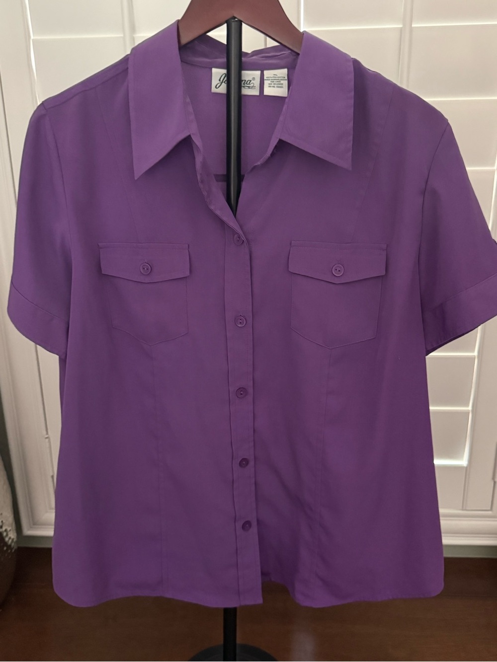Joanna Short-Sleeve Purple Button-Front Shirt